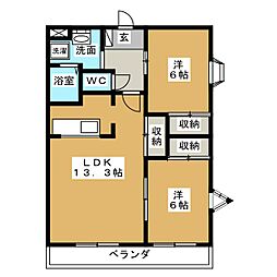 メゾンドアンジュ 2LDKの間取図画像