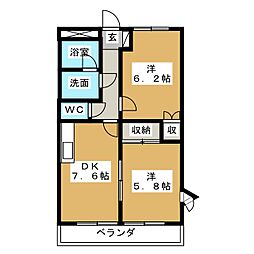 ディア・ウイングニシジマ 2DKの間取図画像