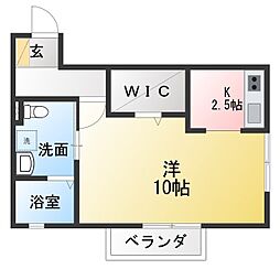 リビングタウン東郷B棟 1Kの間取図画像