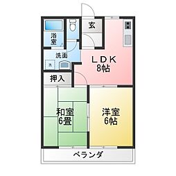 ハイツレインボー 2DKの間取図画像