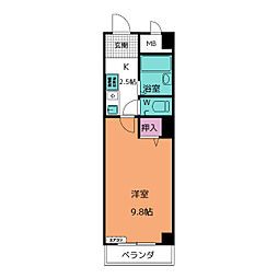 プラザ梅森台 1Kの間取図画像
