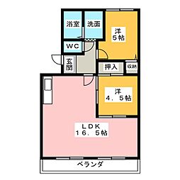 クリスタルパレス 2LDKの間取図画像