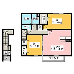 シャルール三好 2LDKの間取図画像