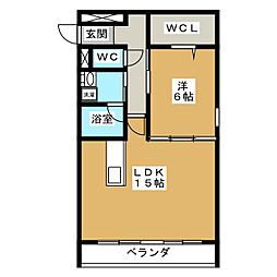 ディライト 1LDKの間取図画像