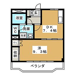 メゾン花水木2 1DKの間取図画像