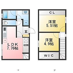 メゾンドスリー東郷春木 2LDKの間取図画像