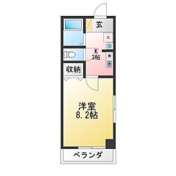 ベル北山台 1Kの間取図画像