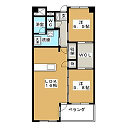 リアン・ヒロ 2LDKの間取図画像