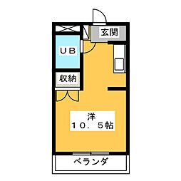 第2ビューハイツ兄山 1Kの間取図画像