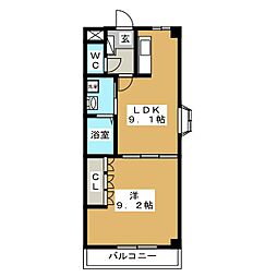 ボンヌ・コリーヌ 1LDKの間取図画像