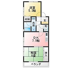 ドリームライフ岩田2 2DKの間取図画像