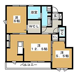 ブラウンコート 2LDKの間取図画像
