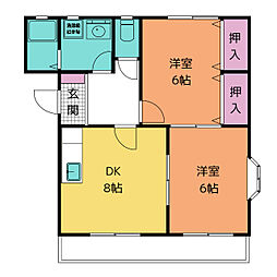 オリオンパーク 2DKの間取図画像