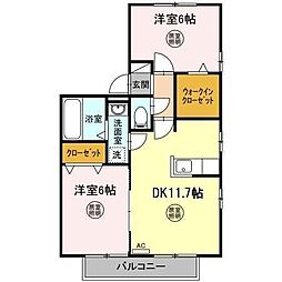 ウィルステージ 2階2LDKの間取り