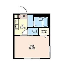 メゾンメルベーユ 1階1Kの間取り