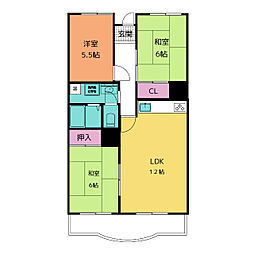 富吉グリーンハイツ2号棟 7階3LDKの間取り