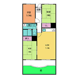 富吉グリーンハイツ2号棟 1階3LDKの間取り