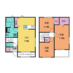 リーブルファイン川部V 1階3LDKの間取り