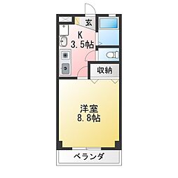 ラ.メゾンタナカC 1Kの間取図画像