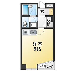 杉庄ハイツ ワンルームの間取図画像