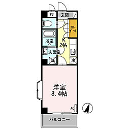 ハピネス 1Kの間取図画像
