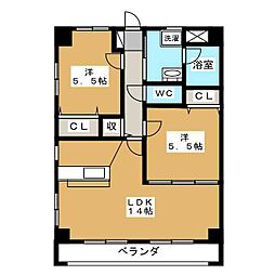 ルミエール今 2LDKの間取図画像