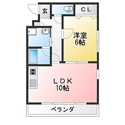 シャンボールK 1LDKの間取図画像