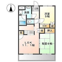 ハーツウィーズアサヒ 2LDKの間取図画像
