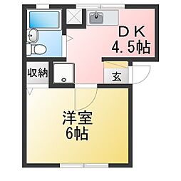 スカイハウス 1DKの間取図画像