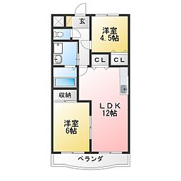 エンゼル1 2LDKの間取図画像