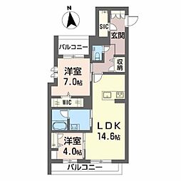 メゾンエール 2LDKの間取図画像