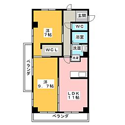フジハイツ 2LDKの間取図画像