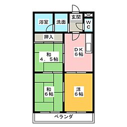 エクセル神戸 3階3DKの間取り