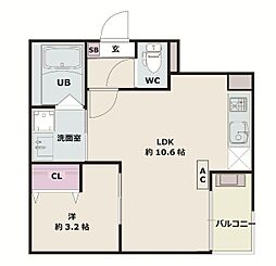 Ｊａｃｋ　ｓｈｉｋａｔａ　I 3階1LDKの間取り