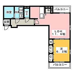 イル・パラディーゾII 3階1LDKの間取り