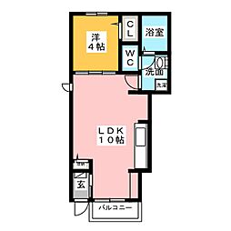クレール樹（たつき） 1階1LDKの間取り