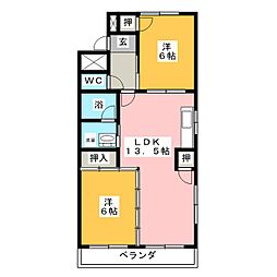 立石マンション 2階2LDKの間取り
