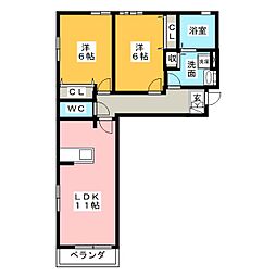 ザ　フォレスト　ガルニエ 1階2LDKの間取り