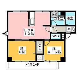 ガーデンパークA 2LDKの間取図画像