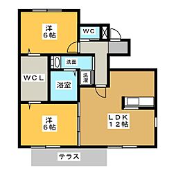 花の木壱番館 2LDKの間取図画像