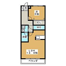 ブラウベルク 1LDKの間取図画像