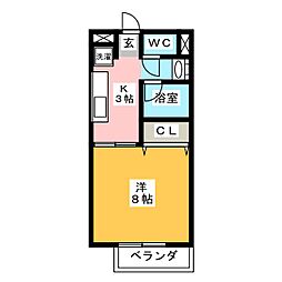 MaisonExcel高道 1Kの間取図画像