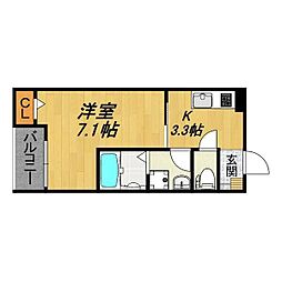 LE COCON 北名古屋市II 1Kの間取図画像
