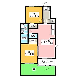 ジェルメ2 2LDKの間取図画像