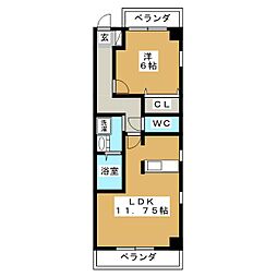 スプリット・ハル 1LDKの間取図画像
