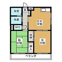 ベルドミール 2DKの間取図画像