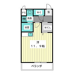 プレミアムキャッスル西春2 ワンルームの間取図画像