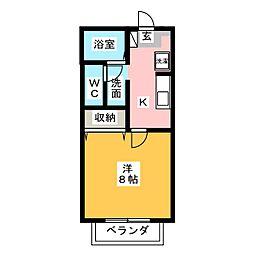 グレイスハイム 1Kの間取図画像