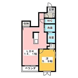 エレガンシアレジデンス 1LDKの間取図画像