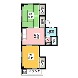 コーポ青野 2DKの間取図画像